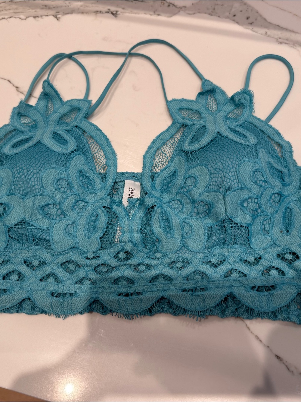 Women’s Lace Bralette — Teal Floral Lace